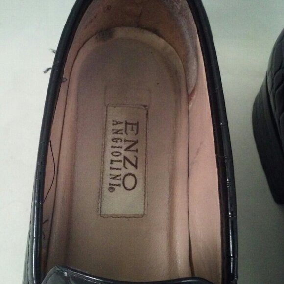 Vintage Enzo Angiolini Black Crocodile Embossed Leather Loafers Mens Shoes Size - Picture 5 of 10